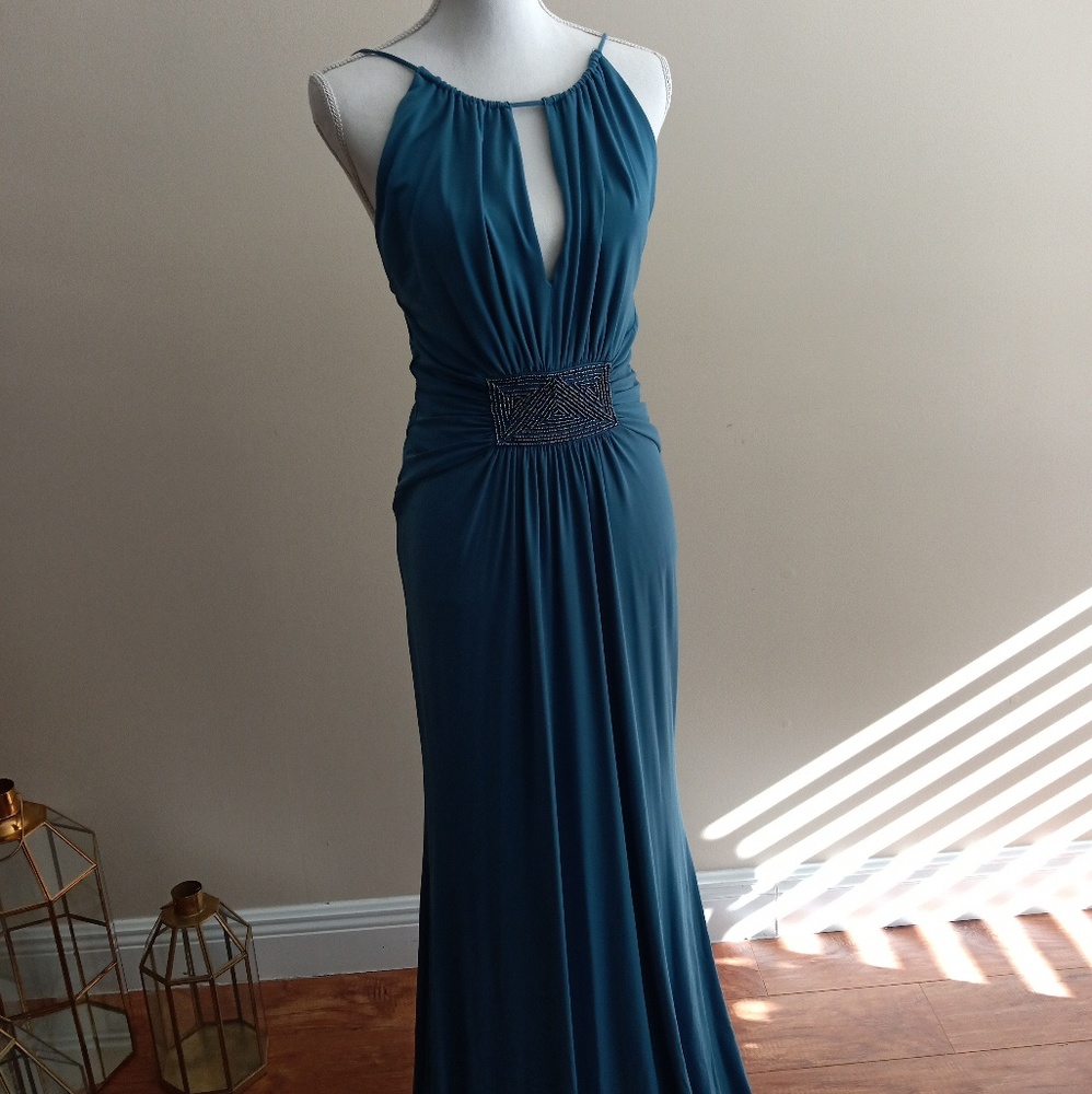 Max & Cleo Blue Evening Gown SM NWT